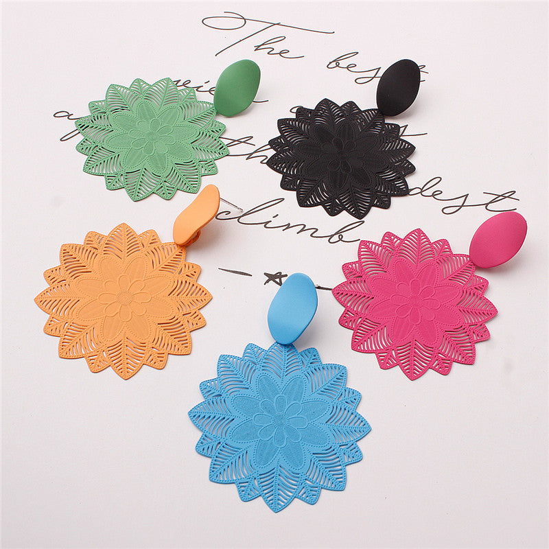 Wholesale 925 silver exaggerated forest black flower earrings earrings super fairy girl temperament net celebrity earrings